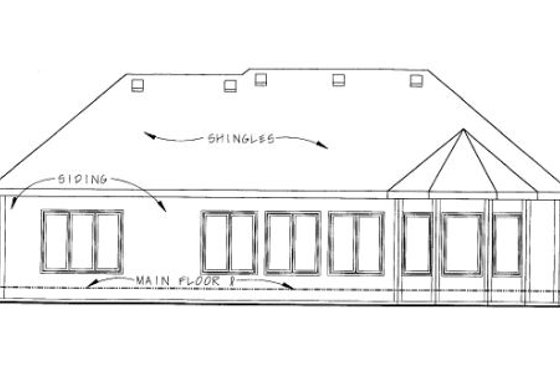 Exterior - Rear Elevation for European House Plan #20-1422 - 2 bed, 2 bath