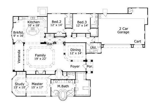 Floor Plan - Main Floor for European House Plan #411-453 - 3 bed, 2.5 bath