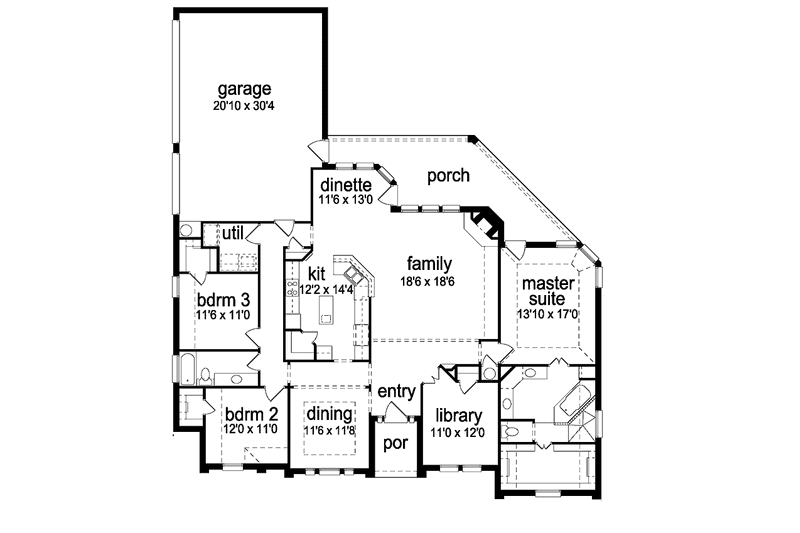 Dream House Plan - Floor Plan - Main Floor for Traditional House Plan #84-768 - 3 bed, 2 bath