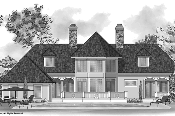 Exterior - Rear Elevation for Classical House Plan #930-214 - 3 bed, 3.5 bath