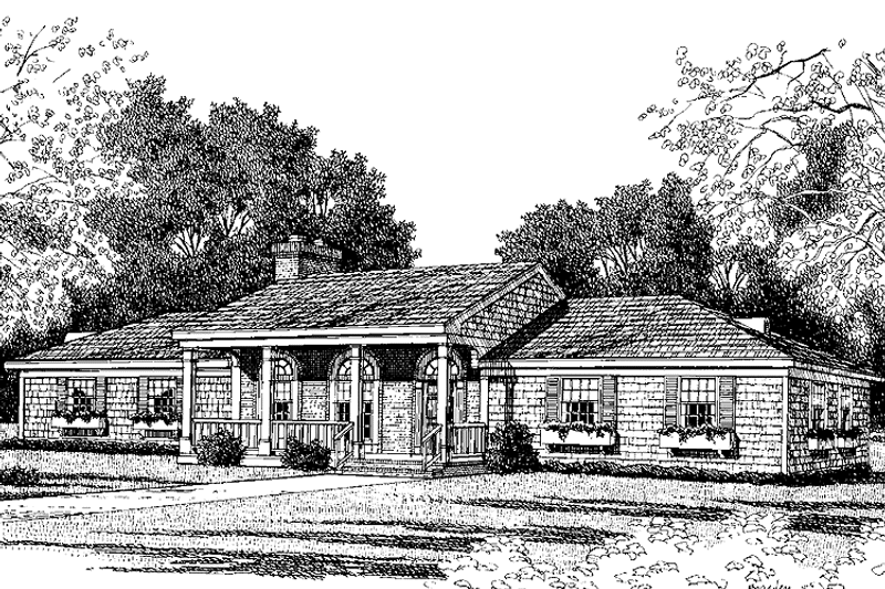 Architectural House Design - Exterior - Front Elevation 3 for Ranch House Plan #314-240 - 3 bed, 2 bath