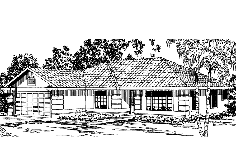 Architectural House Design - Exterior - Front Elevation 1 for Mediterranean House Plan #124-1083 - 3 bed, 2 bath