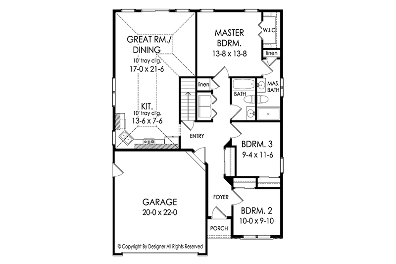 Home Plan - Floor Plan - Main Floor for Ranch House Plan #1010-199 - 3 bed, 2 bath