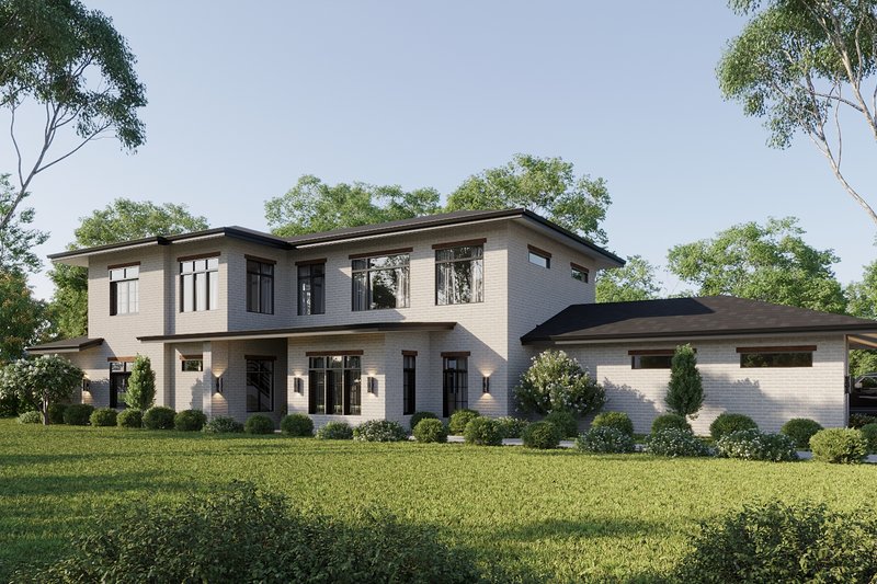 House Blueprint - Exterior - Front Elevation 2 for Contemporary House Plan #1129-18 - 4 bed, 3.5 bath