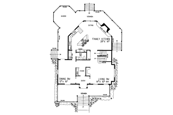 Floor Plan - Main Floor for Victorian House Plan #72-885 - 3 bed, 3.5 bath