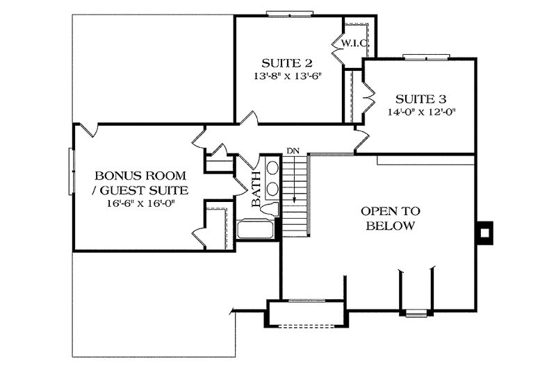 Home Plan - Floor Plan - Upper Floor for Colonial House Plan #453-211 - 3 bed, 2.5 bath