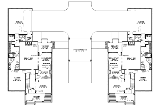 Floor Plan - Main Floor for Country House Plan #17-2904 - 8 bed, 4 bath