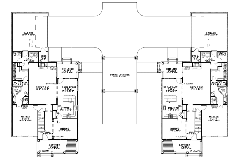 Home Plan - Floor Plan - Main Floor for Country House Plan #17-2904 - 8 bed, 4 bath