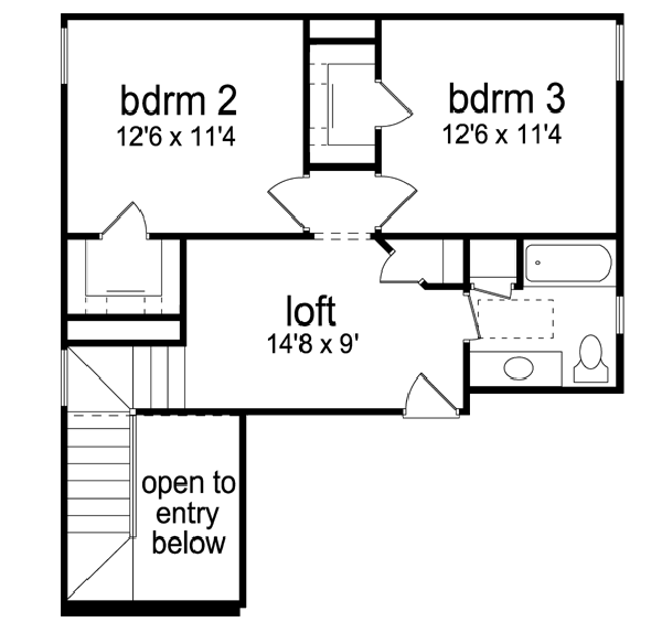 House Blueprint - European Floor Plan - Upper Floor Plan #84-566