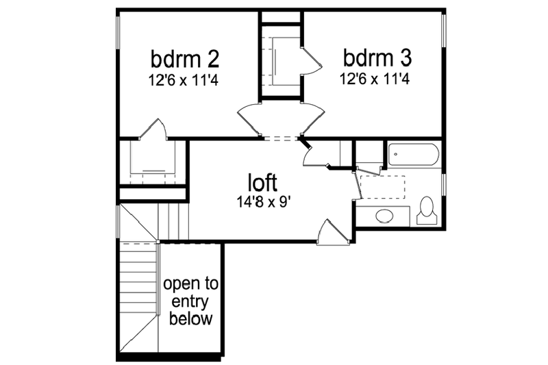 Home Plan - Floor Plan - Upper Floor for European House Plan #84-566 - 3 bed, 2.5 bath