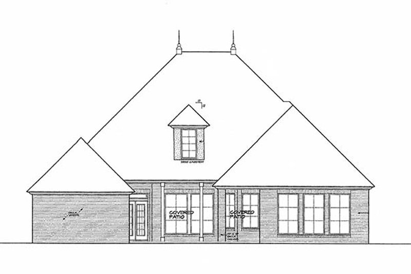 Home Plan - Exterior - Rear Elevation for European House Plan #310-1255 - 2 bed, 3 bath