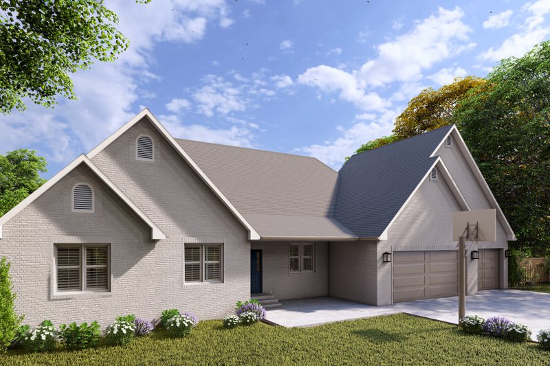 House Blueprint - Exterior - Front Elevation 3 for Ranch House Plan #1060-300 - 3 bed, 2 bath