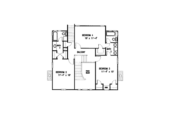 Floor Plan - Upper Floor for Country House Plan #410-115 - 4 bed, 3.5 bath