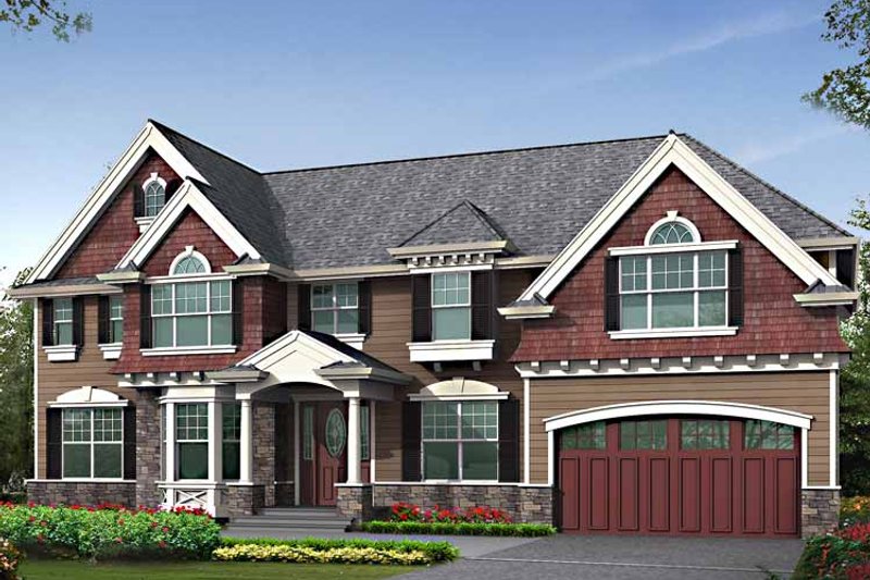 Architectural House Design - Exterior - Front Elevation 3 for Craftsman House Plan #132-461 - 5 bed, 4 bath