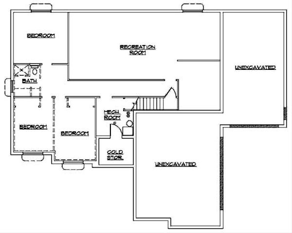 Ranch Floor Plan - Lower Floor Plan #5-238