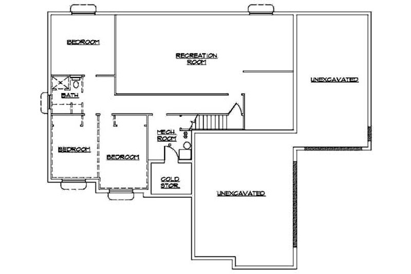Architectural House Design - Floor Plan - Lower Floor for Ranch House Plan #5-238 - 6 bed, 3.5 bath