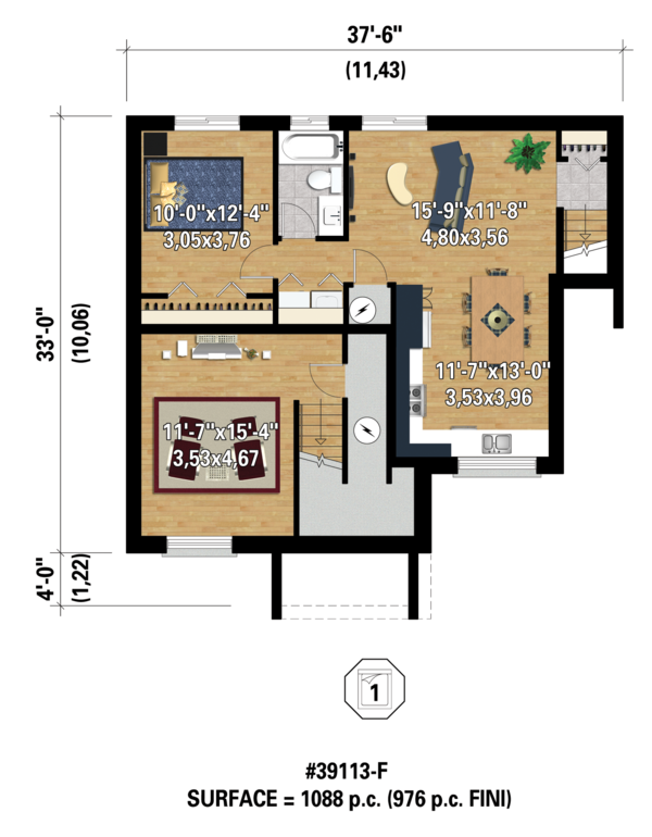 Contemporary Floor Plan - Lower Floor Plan #25-4354