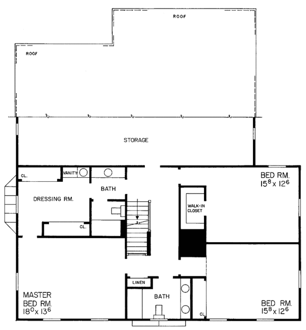 House Blueprint - Classical Floor Plan - Upper Floor Plan #72-675