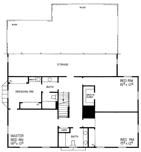 Architectural House Design - Classical Floor Plan - Upper Floor Plan #72-675