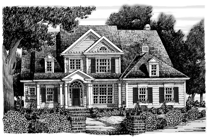 House Blueprint - Exterior - Front Elevation 3 for Colonial House Plan #927-852 - 4 bed, 2.5 bath