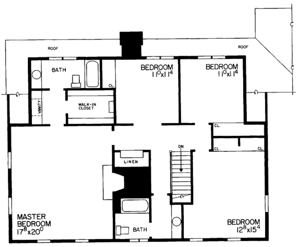House Blueprint - Colonial Floor Plan - Upper Floor Plan #72-697