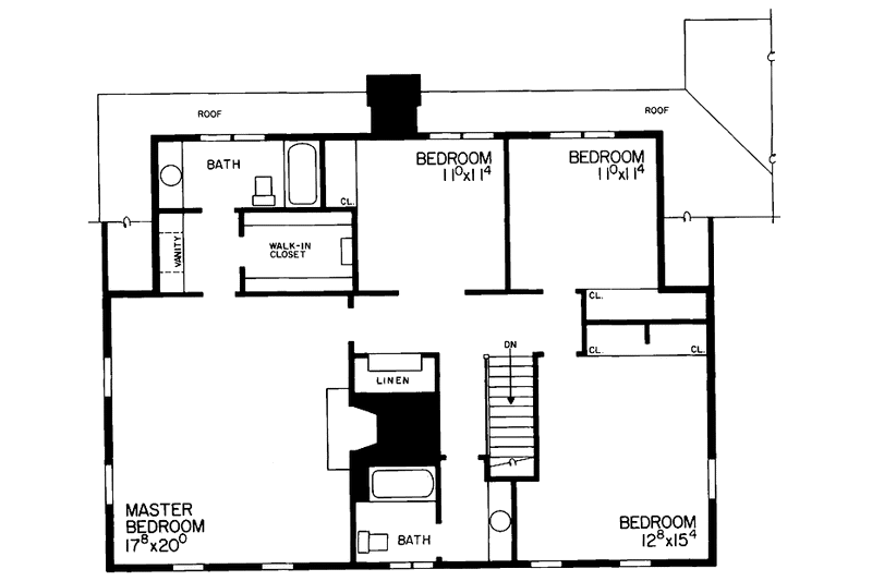 Home Plan - Floor Plan - Upper Floor for Colonial House Plan #72-697 - 4 bed, 2.5 bath