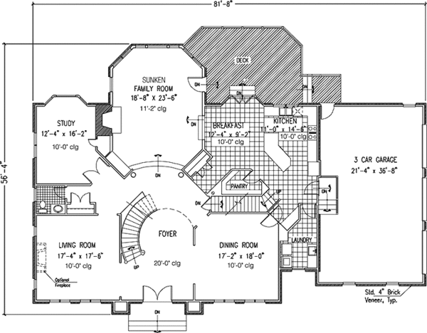 House Blueprint - Colonial Floor Plan - Main Floor Plan #953-124