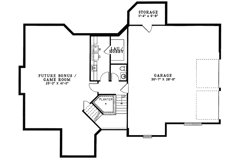 Home Plan - Floor Plan - Lower Floor for Contemporary House Plan #17-2798 - 4 bed, 2.5 bath
