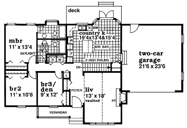 Architectural House Design - Country Floor Plan - Main Floor Plan #47-884