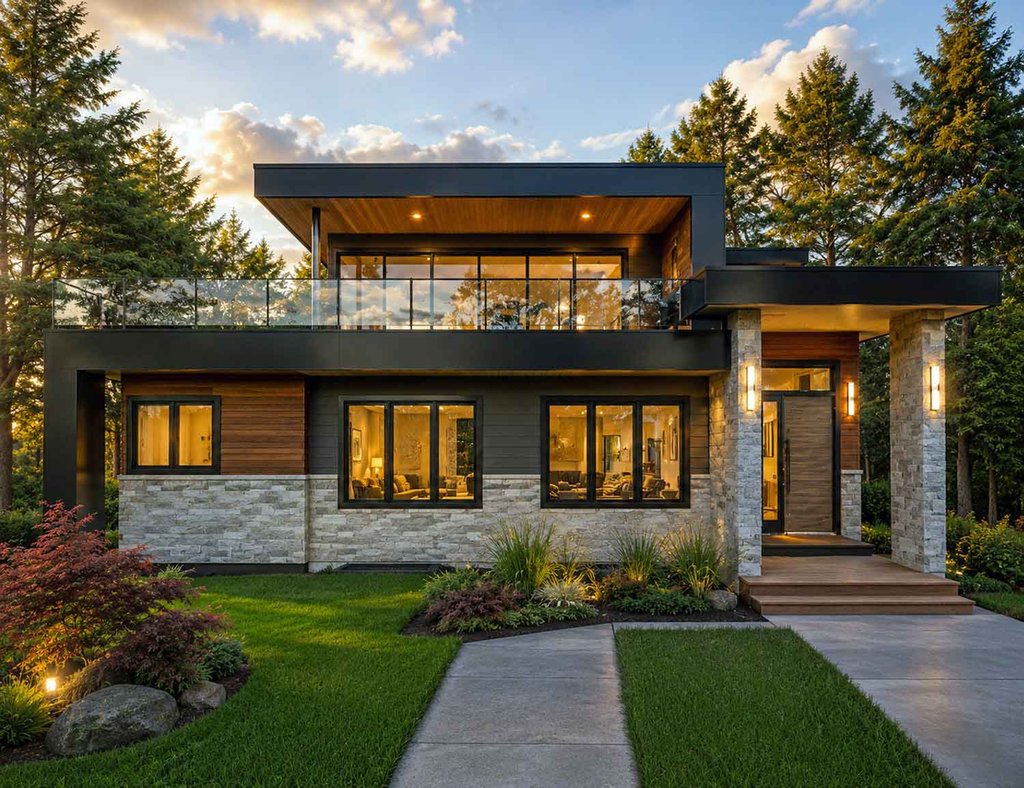 Exterior - Front Elevation 2 for Contemporary House Plan #1101-75 - 3 bed, 3.5 bath