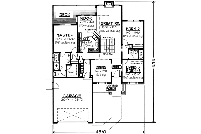 Home Plan - Floor Plan - Main Floor for Craftsman House Plan #1037-42 - 4 bed, 3 bath