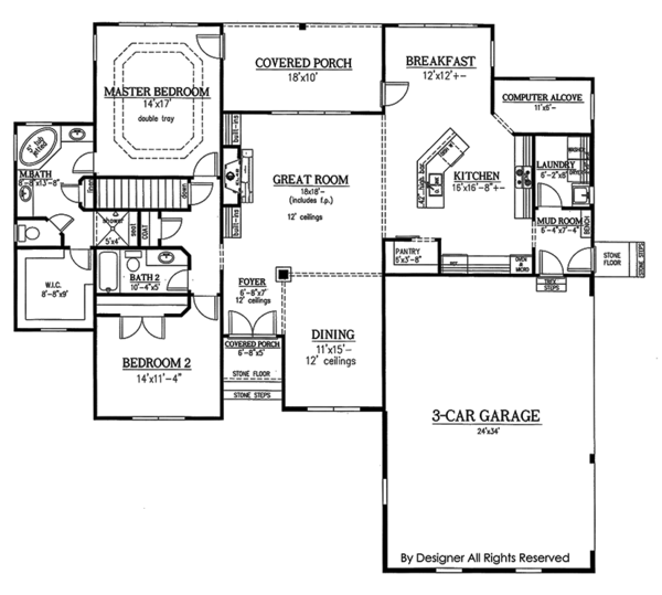 Architectural House Design - Craftsman Floor Plan - Main Floor Plan #437-75