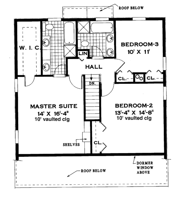 Country Floor Plan - Upper Floor Plan #3-298