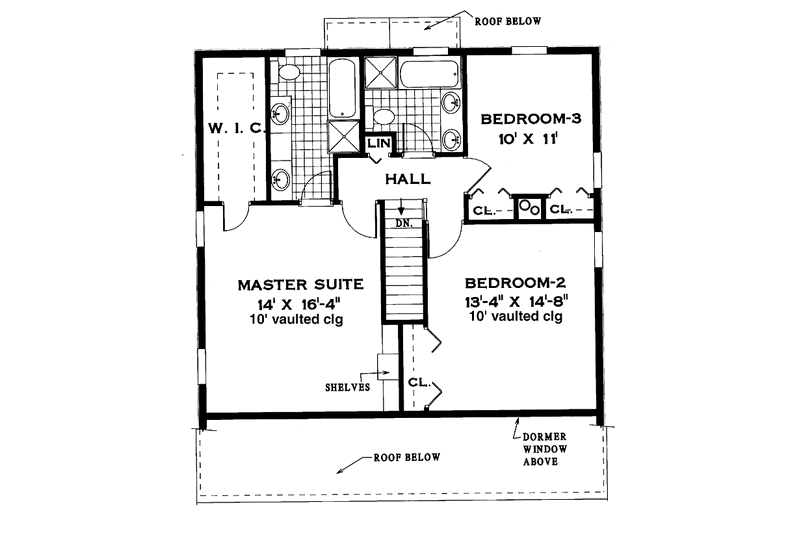 Dream House Plan - Floor Plan - Upper Floor for Country House Plan #3-298 - 4 bed, 2.5 bath