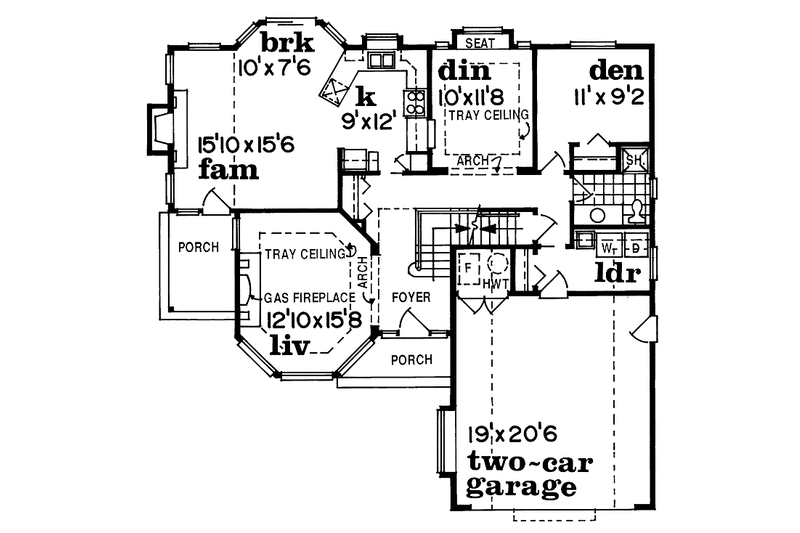 Architectural House Design - Floor Plan - Main Floor for Contemporary House Plan #47-1012 - 3 bed, 2.5 bath