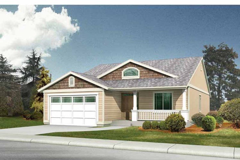 House Blueprint - Exterior - Front Elevation 3 for Craftsman House Plan #569-18 - 3 bed, 2 bath