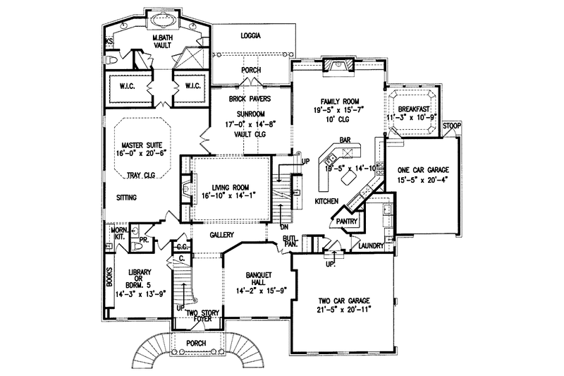 House Blueprint - Floor Plan - Main Floor for Classical House Plan #54-189 - 4 bed, 3.5 bath