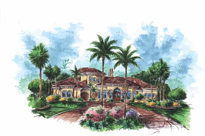 House Blueprint - Exterior - Front Elevation 3 for Mediterranean House Plan #1017-103 - 4 bed, 4.5 bath