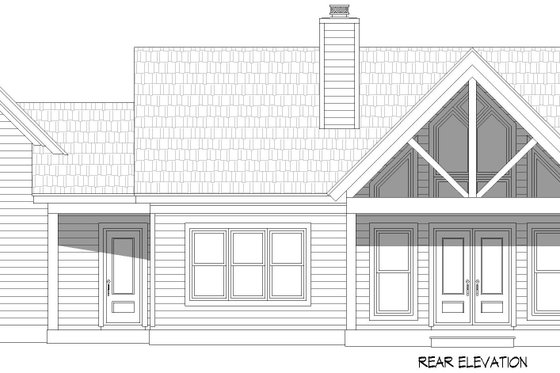 Exterior - Rear Elevation for Cottage House Plan #932-1102 - 2 bed, 2 bath