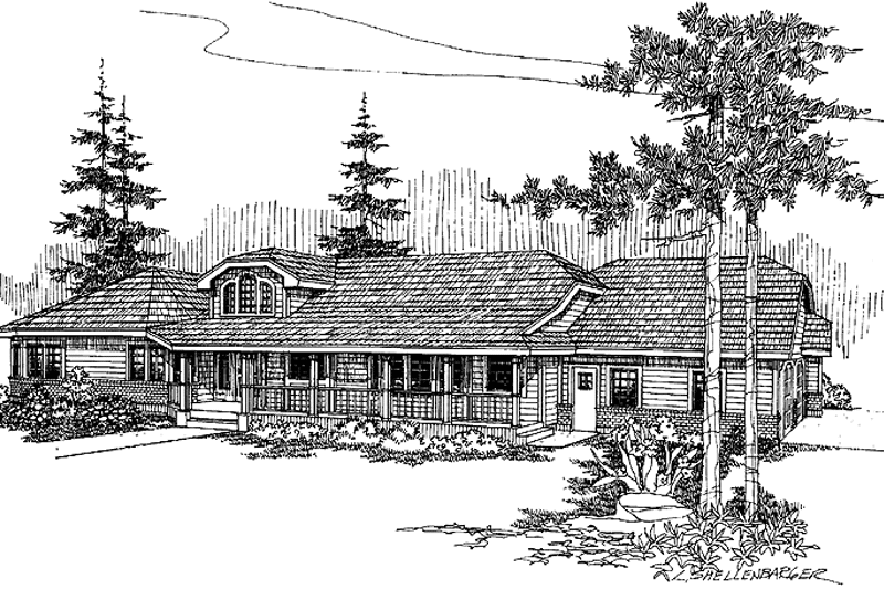 Home Plan - Exterior - Front Elevation 3 for Country House Plan #60-829 - 3 bed, 2.5 bath