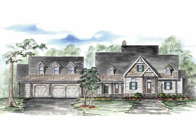 House Blueprint - Exterior - Front Elevation 3 for Country House Plan #54-316 - 3 bed, 4 bath