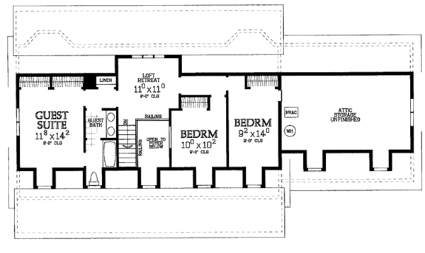 House Blueprint - Country Floor Plan - Upper Floor Plan #72-1052