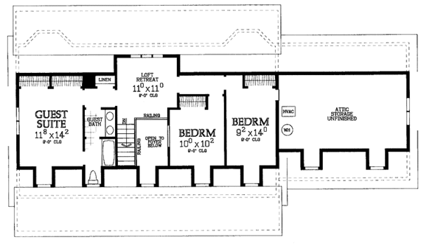 Country Floor Plan - Upper Floor Plan #72-1052