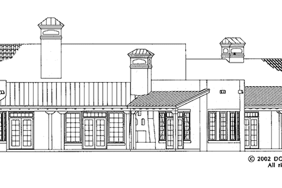 Exterior - Rear Elevation for Adobe / Southwestern House Plan #929-690 - 3 bed, 2.5 bath