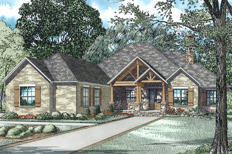 Architectural House Design - Ranch Exterior - Front Elevation Plan #17-3367