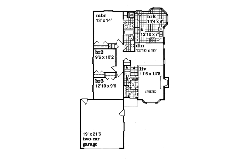 Home Plan - Floor Plan - Main Floor for Craftsman House Plan #47-792 - 3 bed, 2 bath