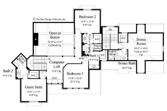 Floor Plan - Upper Floor for Traditional House Plan #930-261 - 4 bed, 3.5 bath