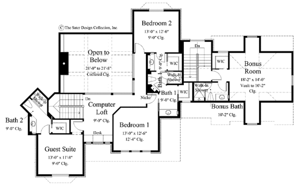 Traditional Floor Plan - Upper Floor Plan #930-261