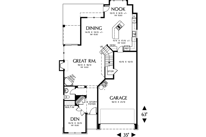 Home Plan - Floor Plan - Main Floor for European House Plan #48-836 - 3 bed, 2.5 bath