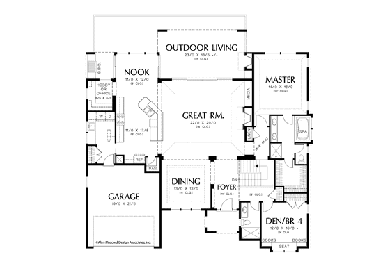 Floor Plan - Main Floor for Traditional House Plan #48-863 - 4 bed, 4 bath